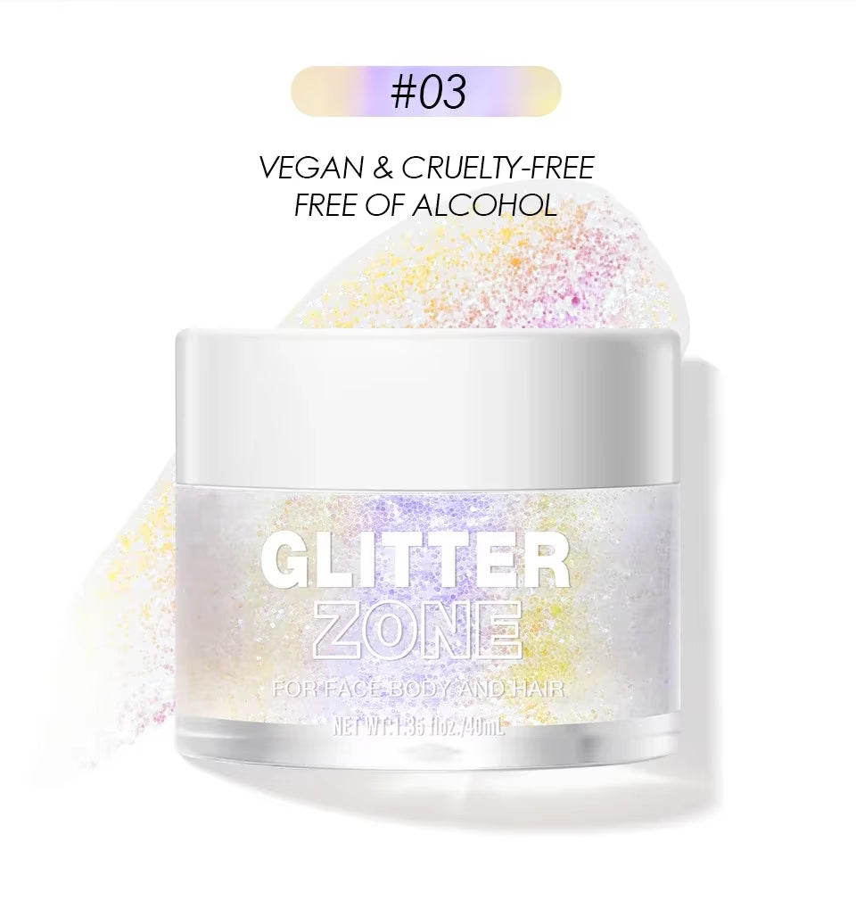 GlitterZone™ – Laser Glitter Gel for Face, Eyes, Hair, Nails & Body