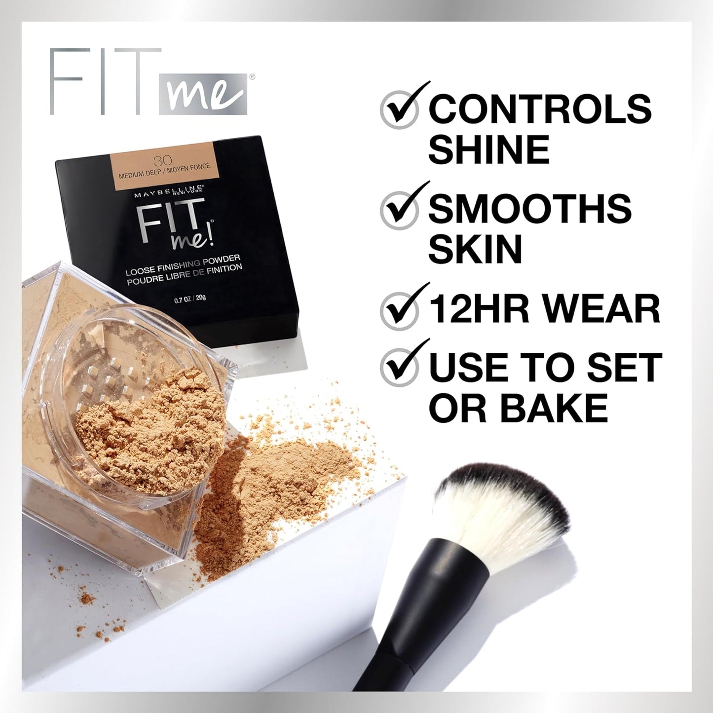 Fit Me Loose Setting Powder, Face Powder Makeup & Finishing Powder, Medium, 1 Count
