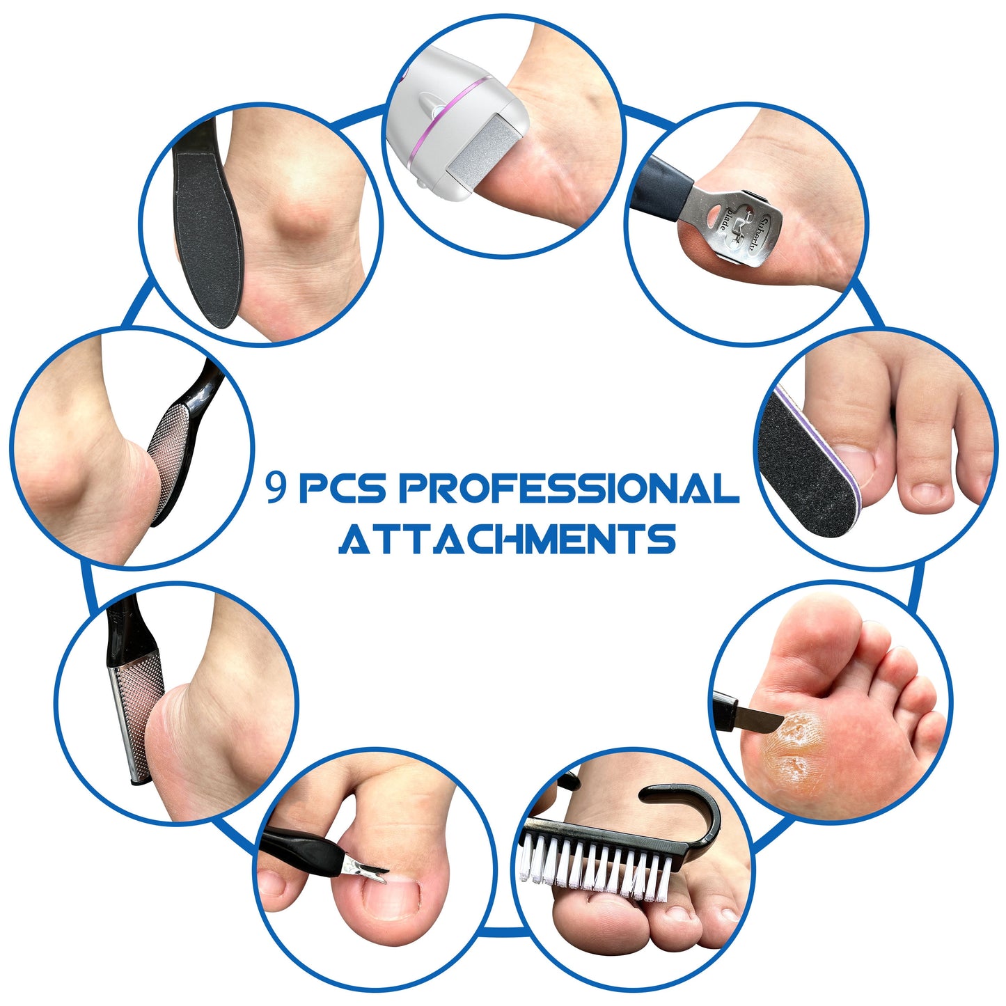 Electric Callus Remover for Feet, Portable Foot File with 10-In-1 Kit, Waterproof, 3 Roller Heads, 2 Speeds