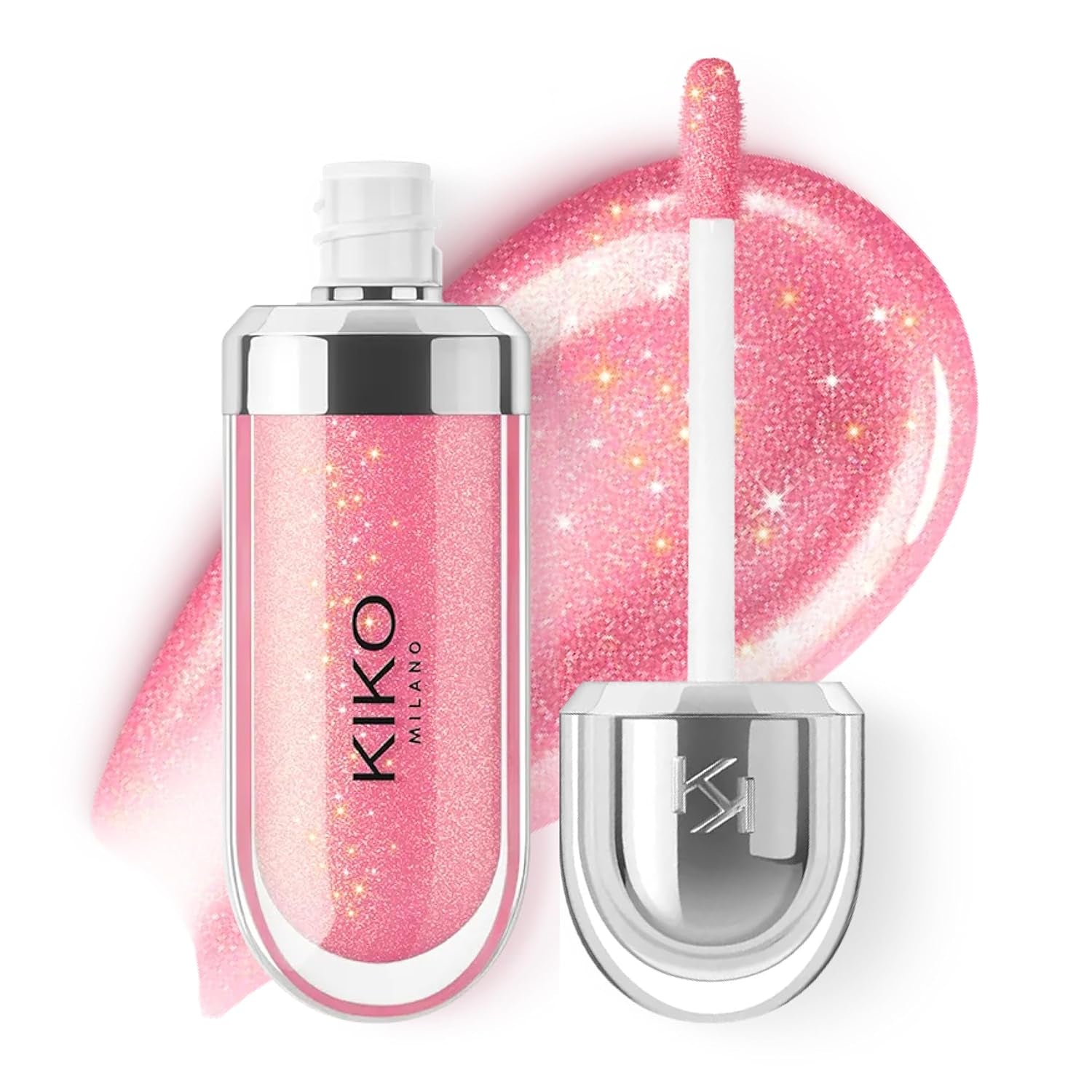 Kiko MILANO - 3D Hydra Lip Gloss 26 Softening Lipgloss for a 3D Look | Sparkling Hibiscus Pink Color | Non-Comedogenic | Professional Makeup | Made in Italy