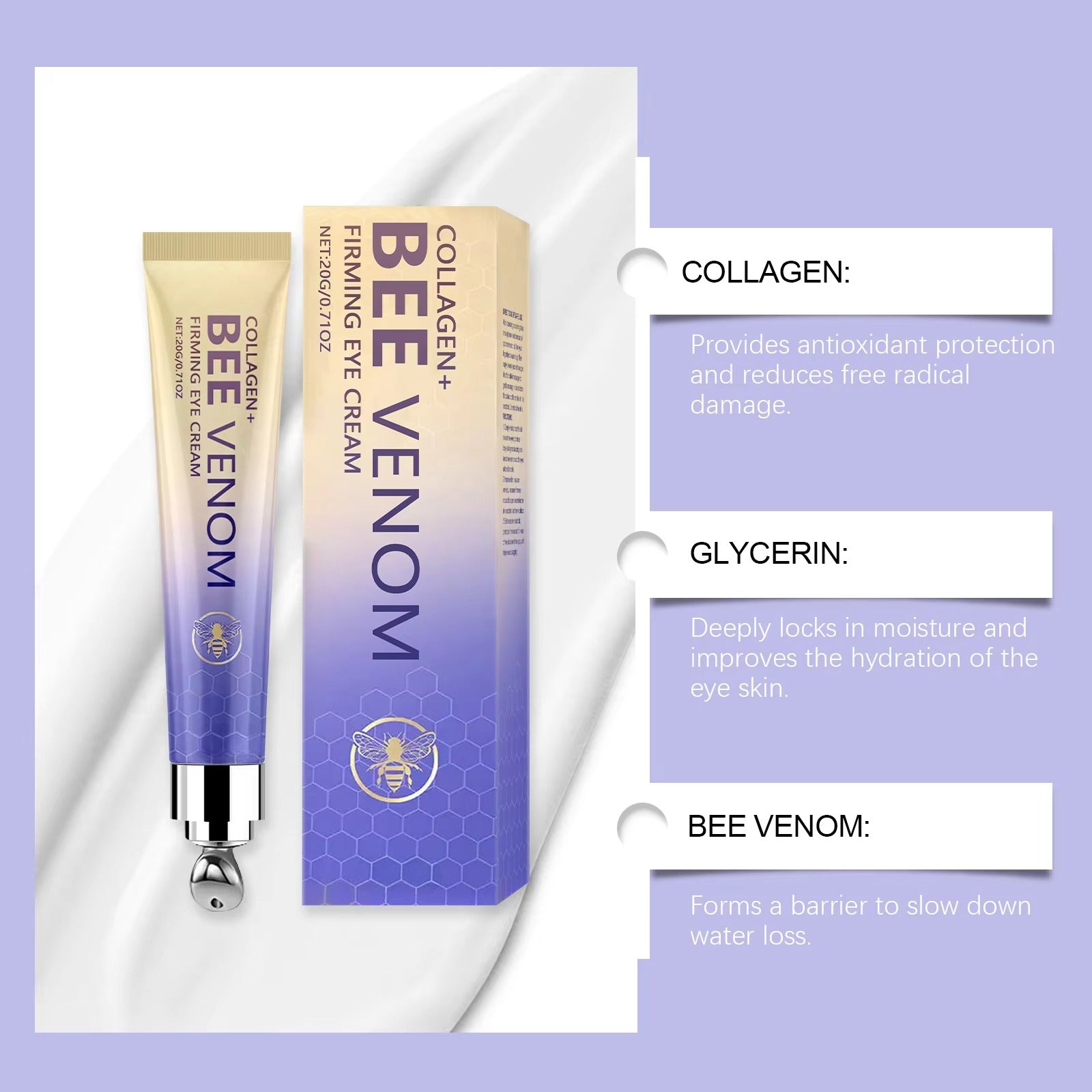 Bee Venom Eye Cream – Daily Moisturizing Treatment for Radiant, Firm, and Youthful Eyes